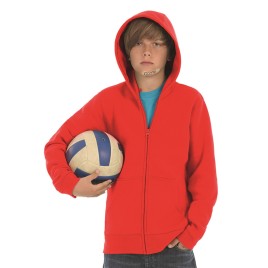 B&C HOODED FULL ZIP KIDS FLEECE BRUSHED INSIDE