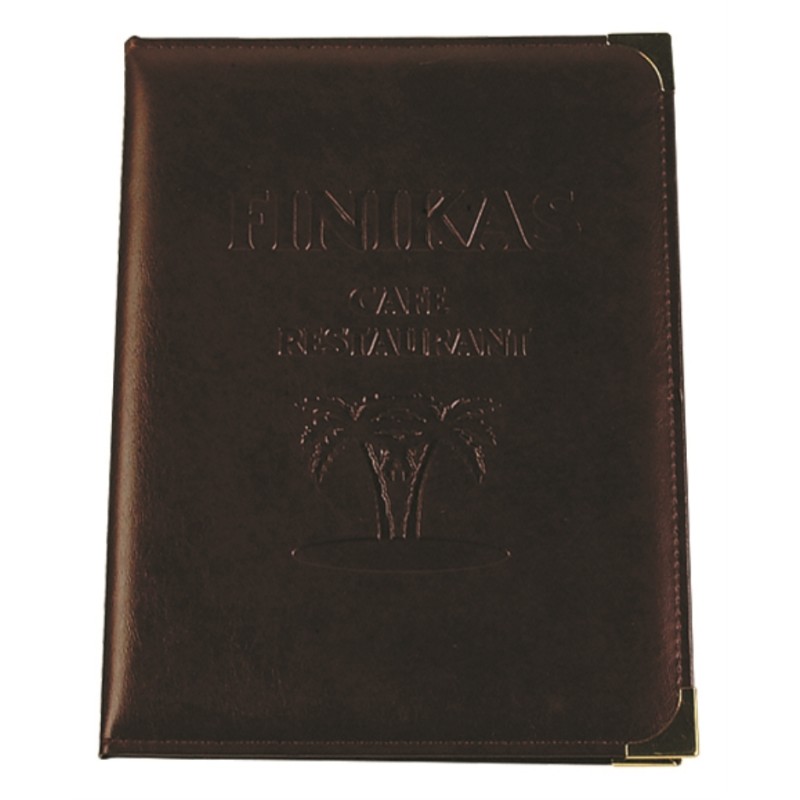 Imitation leather menu with 4 pages